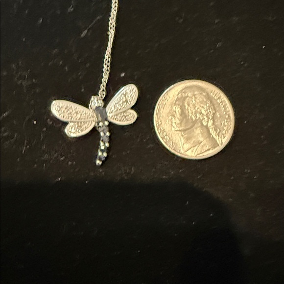 14K White Gold Dragonfly Pendant Necklace - Picture 2 of 2